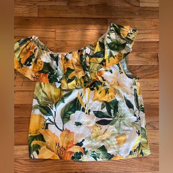 Floral Off the Shoulder Top - Yellow and Green - Picture 1 of 5